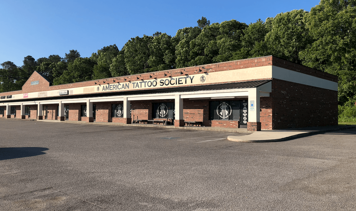 front of American Tattoo Society of Fayetteville NC