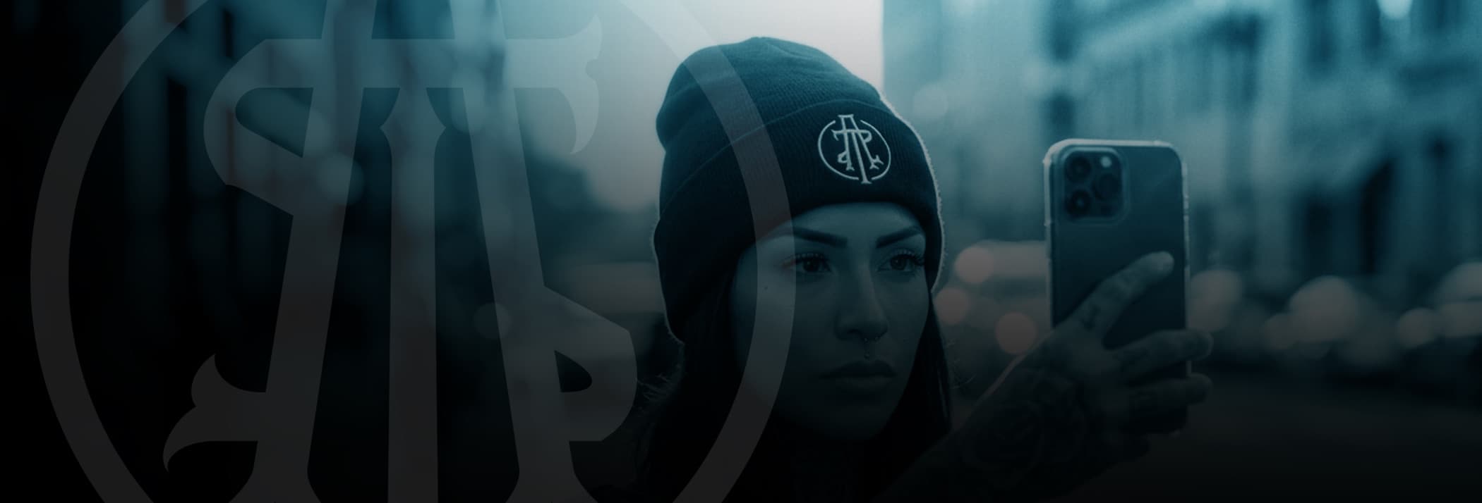 ATS Selfie Backwards Icon Cuffed Beanie — lifestyle