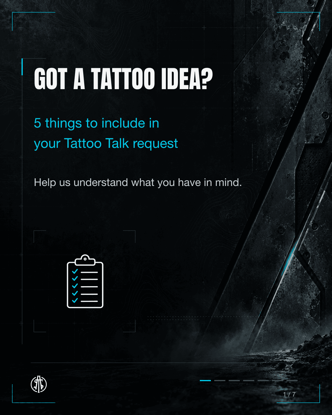 Five things to include in your Tattoo Talk request: idea and style, placement, size, reference images, and studio and timing.