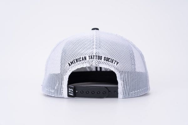 ATS Icon Distressed Black Mesh Snapback Trucker Cap - Image 8