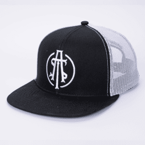 ATS Icon Distressed White Mesh Snapback Trucker Cap