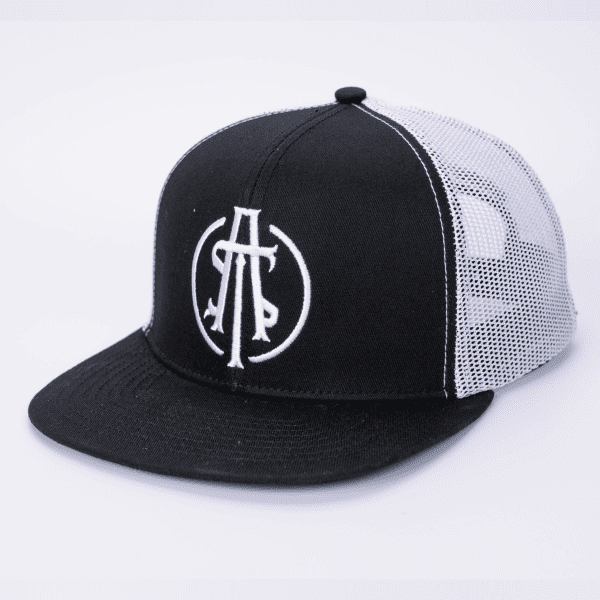 ATS Icon Distressed White Mesh Snapback Trucker Cap