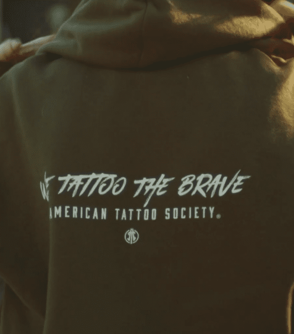 ATS Full Logo We Tattoo the Brave Green Unisex Hoodie - Image 2