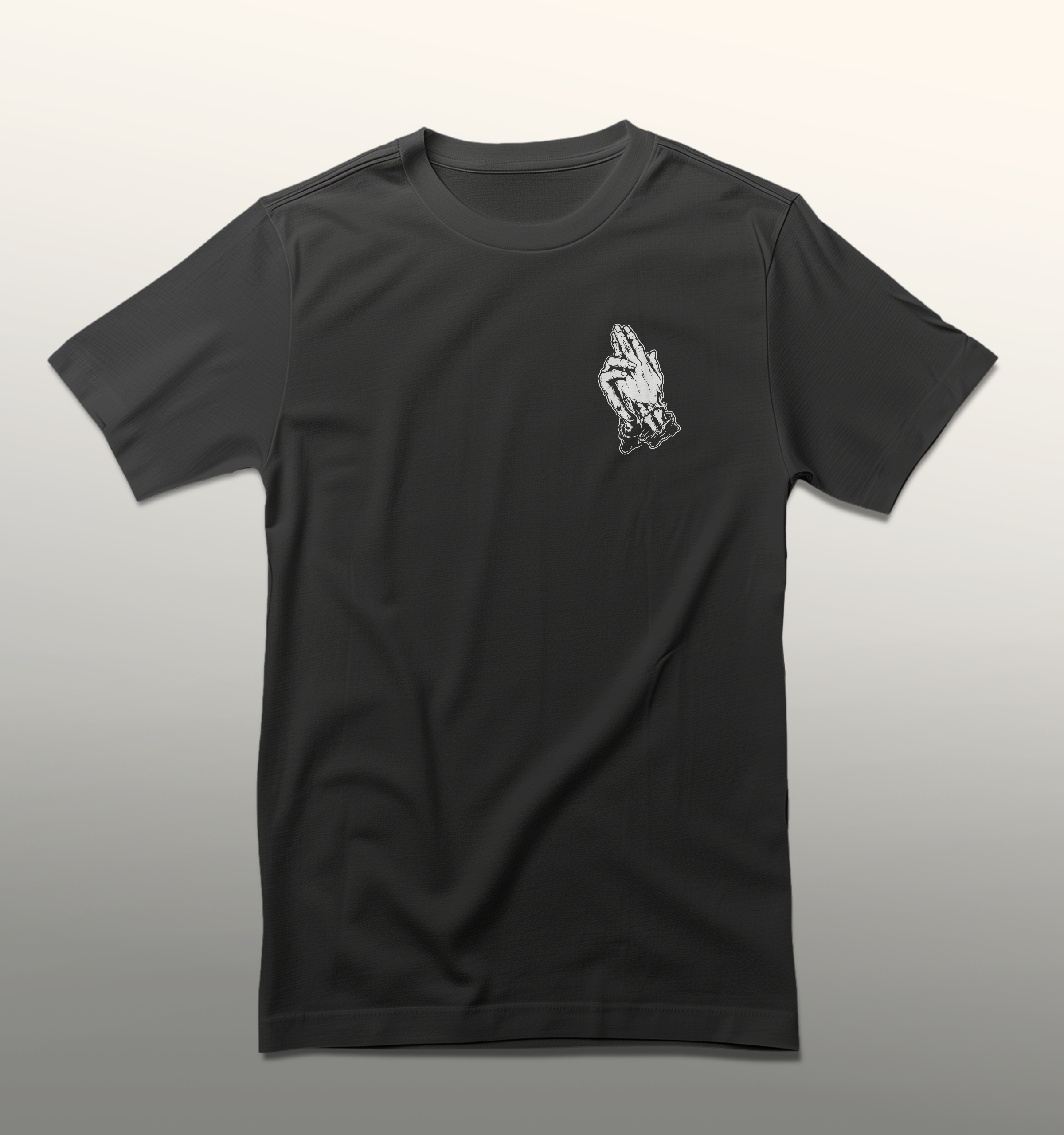 ATS Bang Bang Praying Hands - American Tattoo Society Sleeve T-Shirt - Image 3