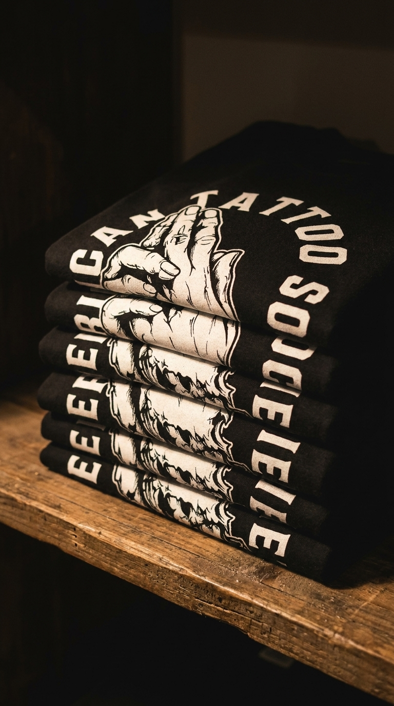 ATS Bang Bang Praying Hands - American Tattoo Society Sleeve T-Shirt - Image 5